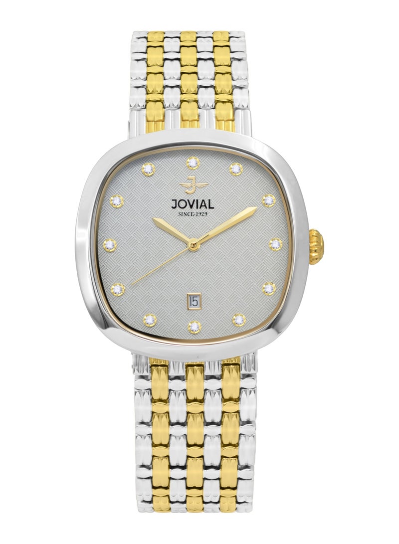 JOVIAL 5094 GTMQ 02 E Men's Fashion watch, Grey Dial, Quartz, Date Display, Stainless Steel Band,38mm - Image 1